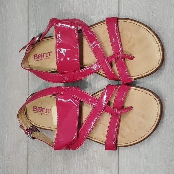 Born Women Ankle Pink Strap Condition Sandals Flats shoes sz 6 - Picture 3 of 11
